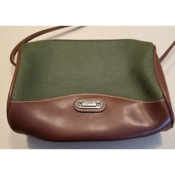 Vintage Esprit Purse Two Tone Brown/green 90s Shoulder Crossbody Bag Retro Small - Picture 1 of 10